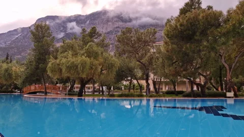 The pool is in the hotel. Stock Footage 290886356