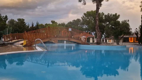 The pool is in the hotel. Stock Footage 290887434