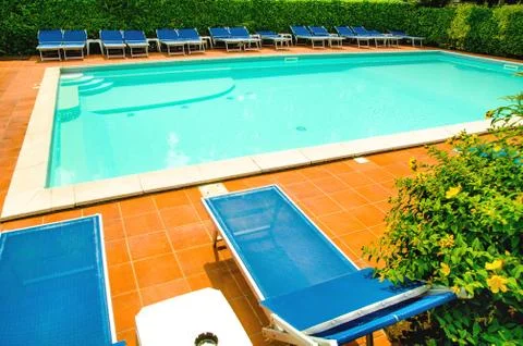 Pool in hotel Stock Photos