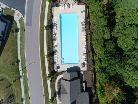 Pool House Over Head Stock Footage
