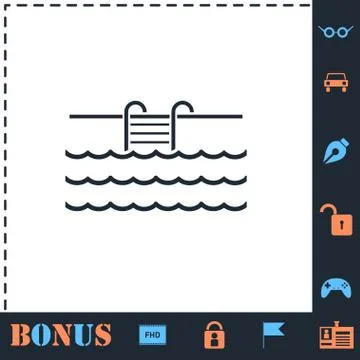 Pool icon flat Stock Illustration