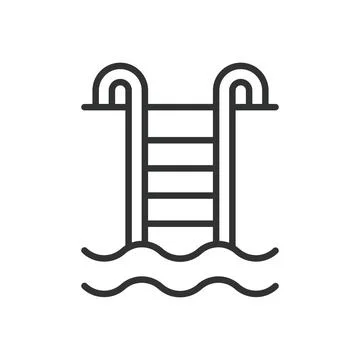 Pool, icon in line design. Pool, swimming, water, ladder, diving, recreation Stock Illustration