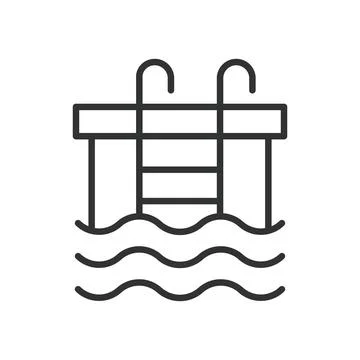 Pool, icon in line design. Pool, swimming pool, water, summer pool, backyard Stock Illustration