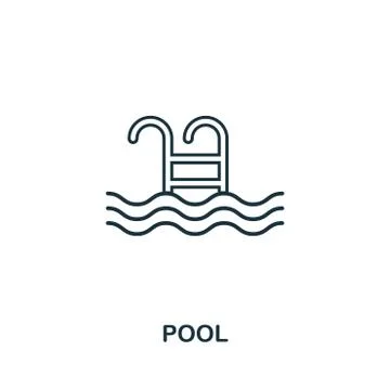 Pool icon. Simple element illustration. Pool outline icon design from real Illustrazione stock