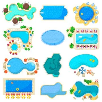 Pool icon vector blue water poolside of hotel resort on summer vocation Stock Illustration