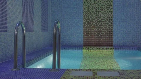 Pool with illumination in the spa center Stock Footage 83079060