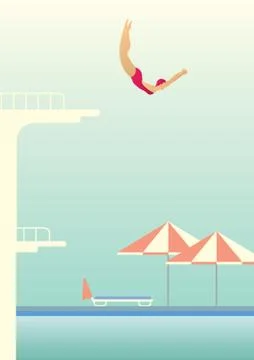In the pool. Stock Illustration
