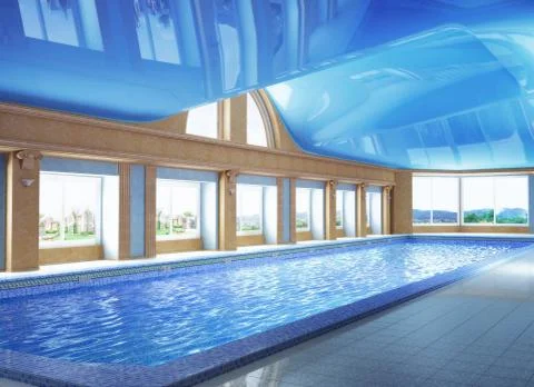 Pool inside the house イラスト素材