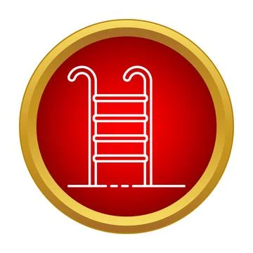 Pool ladder icon symbol in a red circle Stock Illustration