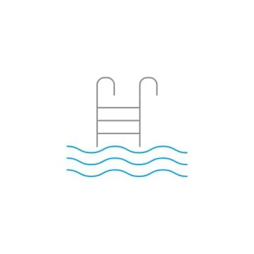 Pool with ladder solid icon, swimming Stock Illustration