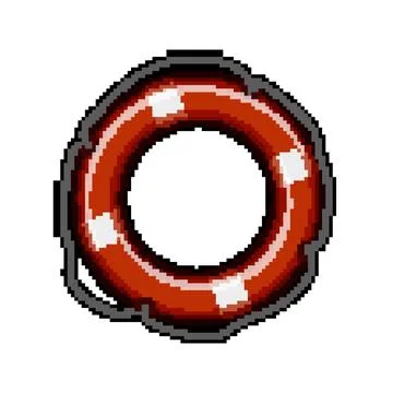 Pool lifebuoy pixel art vector illustration Stockillustratie
