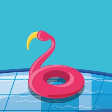 Pool luxury scene with swan float Illustrazione stock