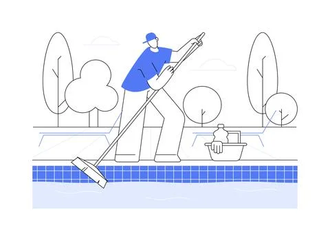 Pool maintenance abstract concept vector illustration. Stock Illustration
