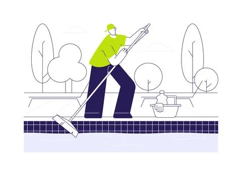 Pool maintenance abstract concept vector illustration. Illustrazione stock