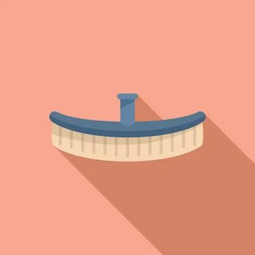 Pool mop brush icon flat vector. Water net Stock Illustration