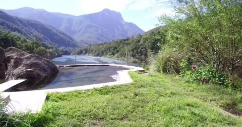 Pool with mountain background 4k Stock-Footage 140333560