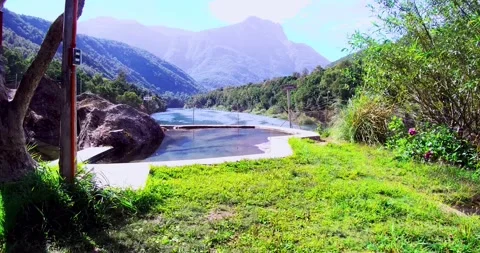 Pool with mountain background 4k Stock-Footage 140333612