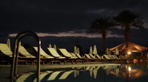 Pool at night Stock Footage 20588488