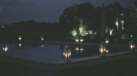 Pool at night Stock Footage 35905741