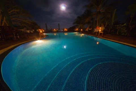 Pool at Night Stock Photos