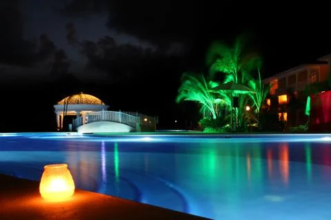 Pool at Night Stock Photos
