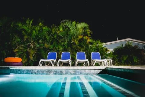 Pool at Night 库存照片