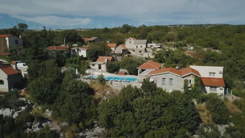 Pool outside deck at private villa in a resort area for tourists. Stock Footage 295141874