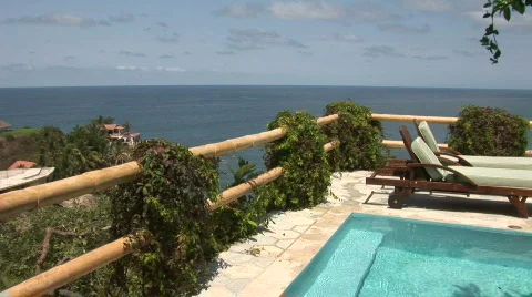 Pool overlooking beach in Mexico Stock Footage 574319