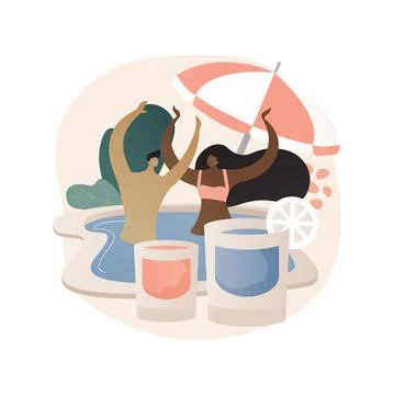 Pool party abstract concept vector illustration. Illustrazione stock