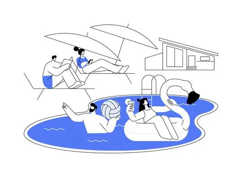 Pool party abstract concept vector illustration. Stock Illustration