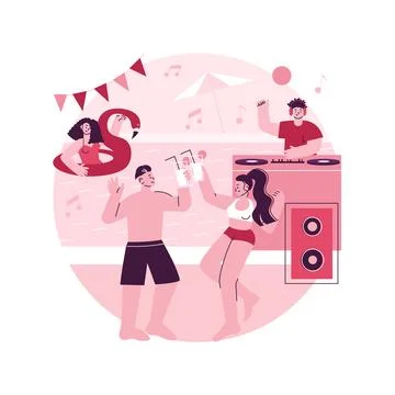 Pool party abstract concept vector illustration. Stock Illustration