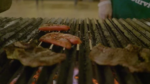 Pool party, BBQ in the pool, dancing and enjoy . Stock Footage 125272390