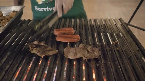 Pool party, BBQ in the pool, dancing and enjoy . Stock Footage 125272407