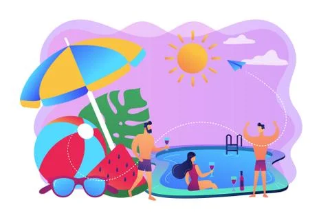 Pool party concept vector illustration. 스톡 일러스트