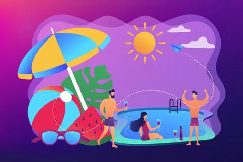 Pool party concept vector illustration. 스톡 일러스트