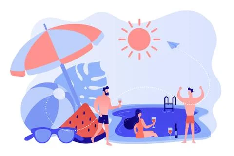 Pool party concept vector illustration. 스톡 일러스트