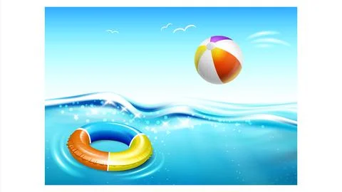 Pool Party Creative Promo Brochure Banner Vector Illustrazione stock