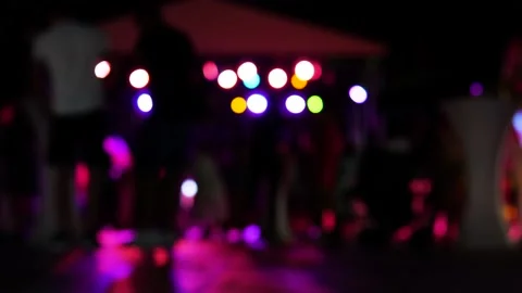 Pool party, dance disco party. Silhouettes of energetic people dancing agains Stock Footage 201918011