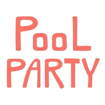 Pool Party handwritten typography, hand lettering quote, text. Stock Illustration