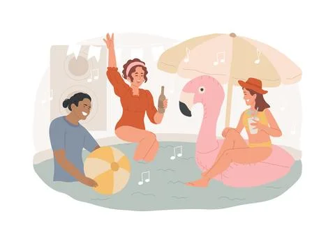 Pool party isolated concept vector illustration. Illustrazione stock