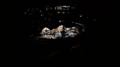 Pool party at night ariel 库存影片 120874159