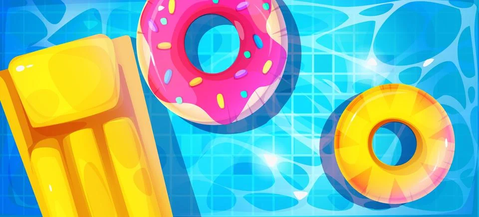Pool party scene from top view Stock Illustration
