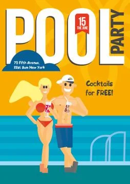 Pool Party. Template for poster design. Stock Illustration