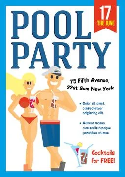 Pool Party. Template for poster design. Stock Illustration