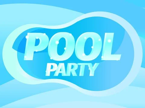 Pool Party text top view. Summer vacation by the pool. Design for banners, po Stock Illustration