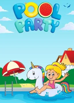 Pool party theme image 스톡 일러스트