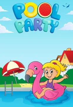 Pool party theme image 스톡 일러스트
