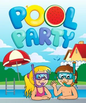 Pool party theme image Stock Illustration