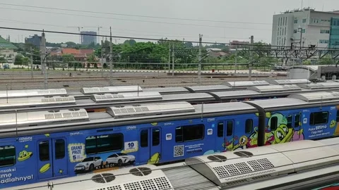 A pool of public train parking Stock Footage 260676527
