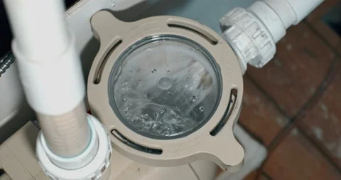 Pool Pump Filtration System Filling Up With Water Stock Footage 147148838